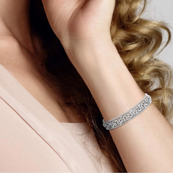 Sterling Silver Byzantine Chain Bracelet - Picture 4 of 4